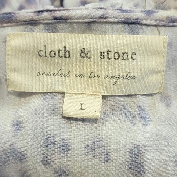 Cloth & Stone Leopard Print Blouse V-Neck Tie Neck Long Sleeve Workwear Chic L - Picture 12 of 15